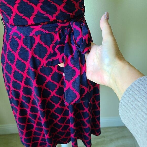 41 Hawthorn Wrap Dress XS Sleeveless Blue Red Belt Tie Patterned‎ Workwear - Picture 5 of 12